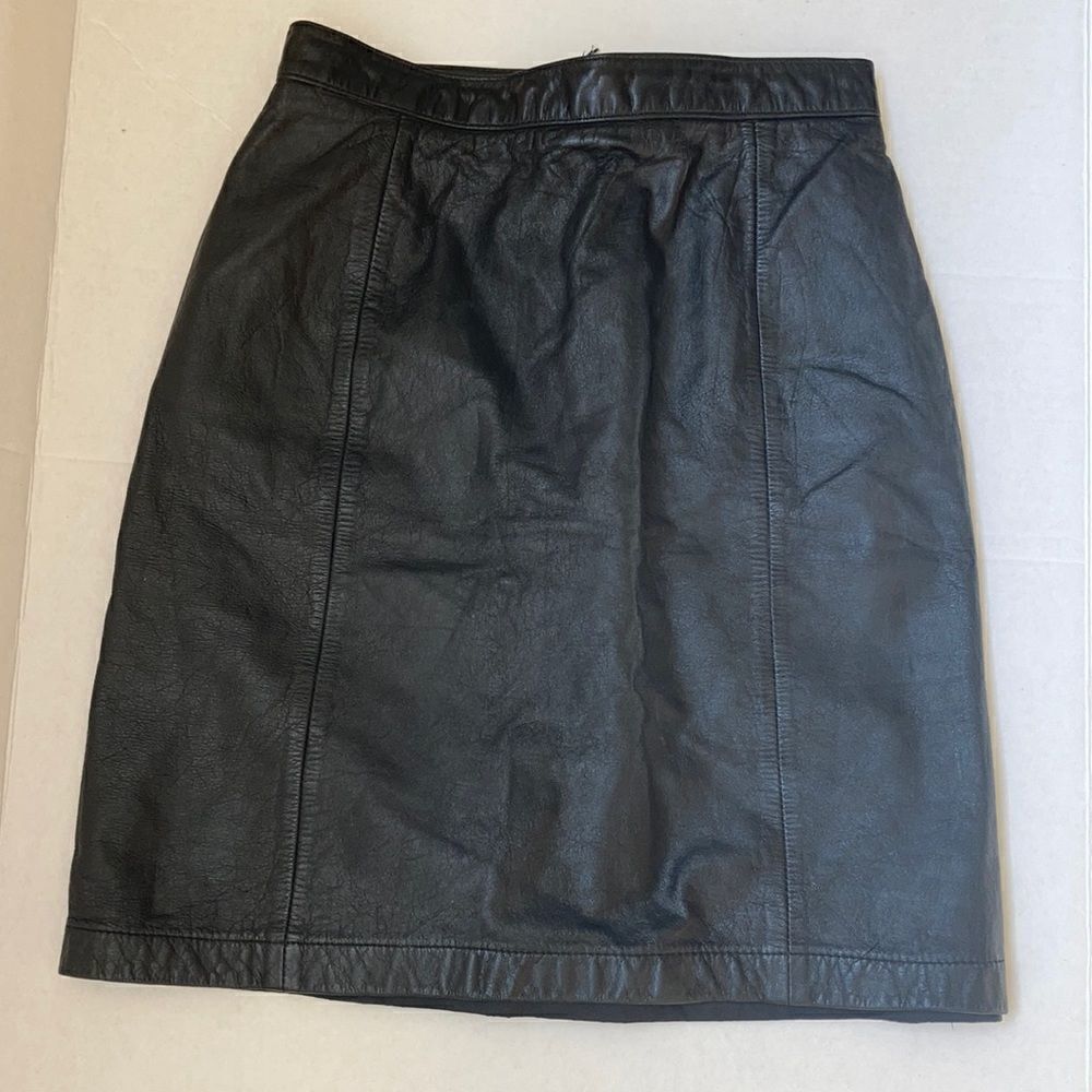 Vintage Leather Pencil Mini Moto Biker Skirt